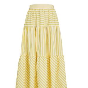 STAUD Poplin Striped Midi Skirt